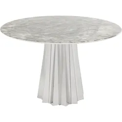 Stół okrągły AMORA STONE 120 cm - szary/srebrny