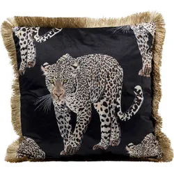 Poduszka dekoracyjna LEOPARD 45x45 - czarny/złoty