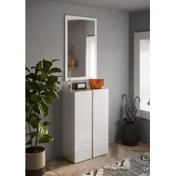 Szafka na buty 2-drzwiowa FRAME - biały połysk