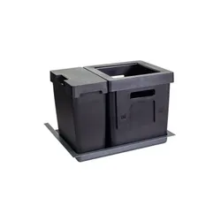 Kosz na odpady OEKO - ZESTAW POJEMNIKÓW 600/ wys. 375-400/ 40+17 z pokrywką/ wytłoczka docięta/ antracyt PEKA