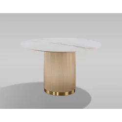 Stół okrągły STILIG 120 cm - biały/szampańskie złoto