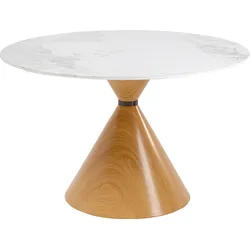 Stół okrągły CONO CERAMIC OakØ12 0cm - biały/dąb