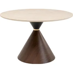 Stół okrągły CONO TRAVERTIN Walnut 120 cm - beżowy/brązowy