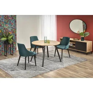 Stół okrągły rozkładany RUBEN 102 cm - dąb artisan/czarny