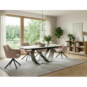 Stół rozkładany INFINITY Ceramic 160/240x95 - biały/brązowy