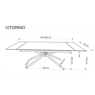 Stół rozkładany VITORINO 160-220x90 - czarny marmur/czarny