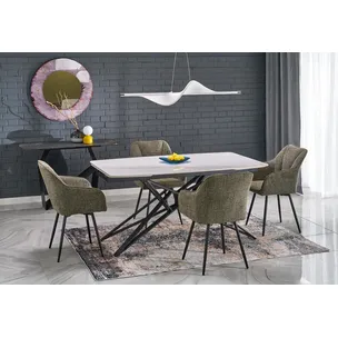 Stół rozkładany ALFREDO 160/240x91 - biały marmur/czarny
