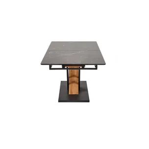 Stół rozkładany VOLANT 140/180x90 - czarny marmur/dąb złoty