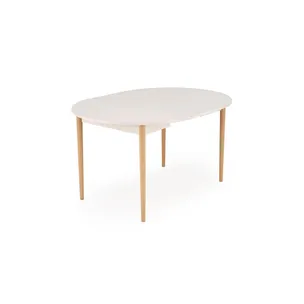 Stół okrągly rozkładany PIVOT 102/142x102 - kaszmir/naturalny