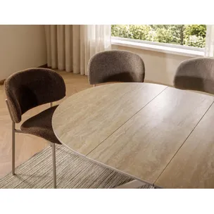 Stół okrągły rozkładany GASTON CERAMIC 100/135x100 - beż połysk/kaszmir