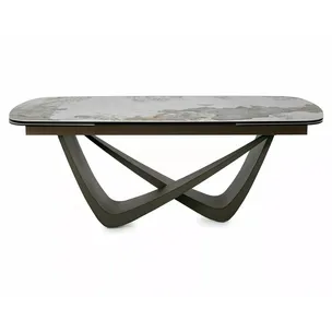 Stół rozkładany MARANELLO CERAMIC 200/290x98 - biały połysk/miedziany