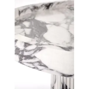 Ława okrągła AMARETTO 60 cm - biały marmur