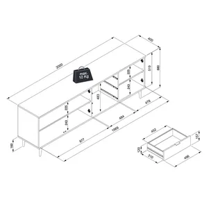 Komoda GÖTEBORG 3D3S 200 cm - biały mat/dąb sonoma