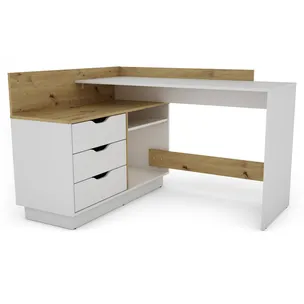 Biurko narożne z komodą FILO 2 - biały/dąb artisan