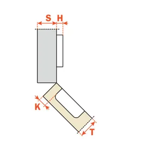 Zawias C6A7M99 o Śred. Puszki 26mm  Drzwi Kątowe 45 Stopni