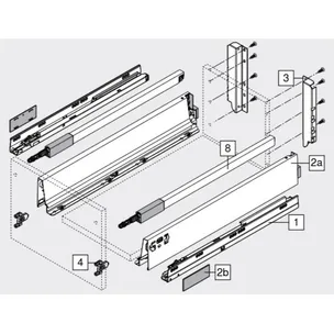 Szuflada TANDEMBOX ANTARO z hamulcem / wys. D=M+reling / dł. 35 cm / 30 kg / szary