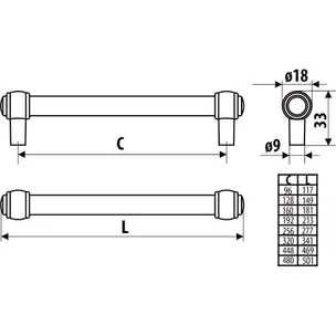Reling RE23 - stare złoto / rozstaw 480 mm