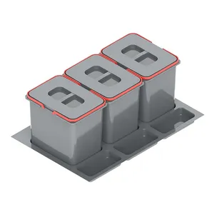 Pojemnik na odpady PRAKTIKO 80 potrójny (3x15l) tworzywo sztuczne srebrny