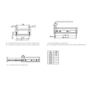 Prowadnica PK10 kulkowa TITAN hamulec/push to open dł. 35 cm, udźwig 35 kg H=45 mm