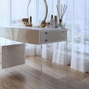Toaletka z pufą i lustrem CRYSTAL