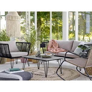 Sofa ogrodowa MUNDO - beżowy/czarny
