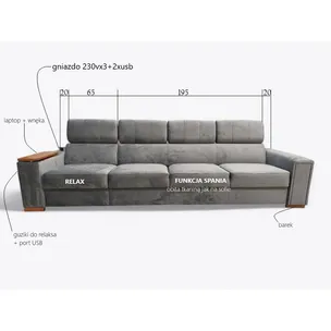 Sofa rozkładana z funkcją relaks LOFT 124
