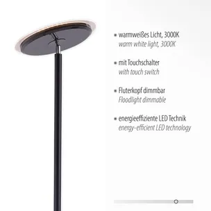 Lampa podłogowa HANS 11729-18 - czarny