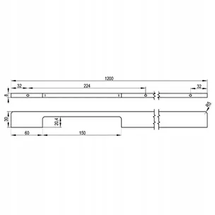 LINO Uchwyt meblowy 1200 aluminium czarny
