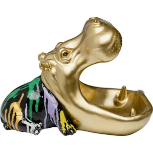 Figurka dekoracyjna HUNGRY HIPPO 31 cm - złoty/kolorowy