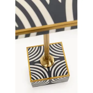 Stolik pomocniczy ZEBRA 25x25 - czarno-biały/złoty