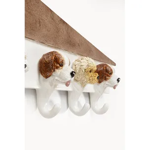 Wieszak ścienny DOGS OUT 65 cm - biały/brązowy