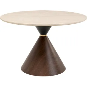 Stół okrągły CONO TRAVERTIN Walnut 120 cm - beżowy/brązowy