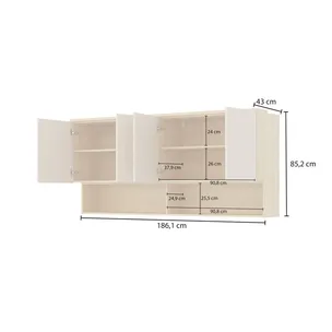 Szafka wisząca 4-drzwiowa TERRA 13 186 cm - dąb Lindberg/eukaliptus
