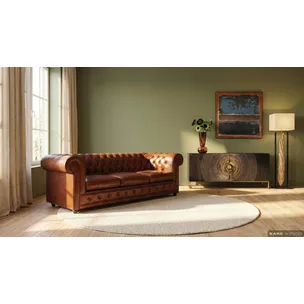 Sofa skórzana 3-osobowa OXFORD - brązowy