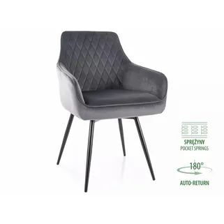 Wymiary: - szerokość: 55 cm - wysokość: 88 cm - głębokość siedziska: 45 cm - wysokość siedziska: 50 cm Materiał: - tkanina velvet Bluvel 14 -...