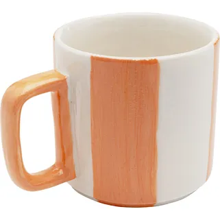 Kubek COCINA STRIPES - biały / różowy Wymiary: - szerokość: 7,5 cm - głębokość: 5,5 cm - wysokość: 15 cm Materiał: kamionka Informacje dodatkowe: -...
