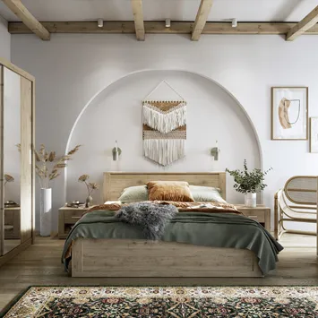 Naturalne boho w sypialni