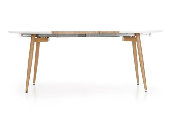 Stół rozkładany CALIBER 160x90 - biały mat/dąb san remo