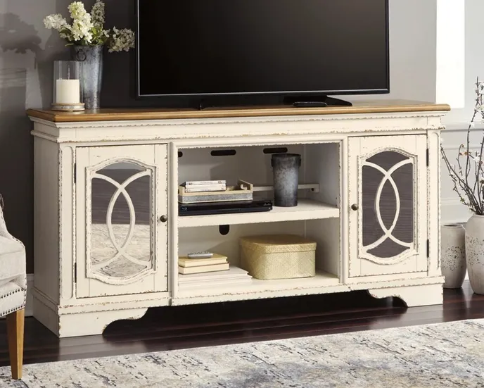 Szafka RTV REALYN W743-68 188 cm - biały/brązowy