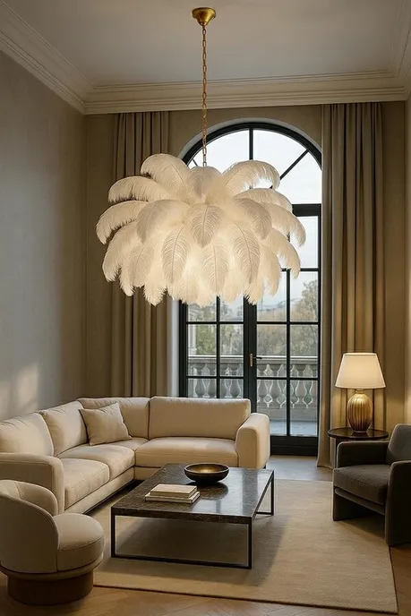 MOOSEE Lampa wisząca TIFFANY 135 - biały/mosiądz