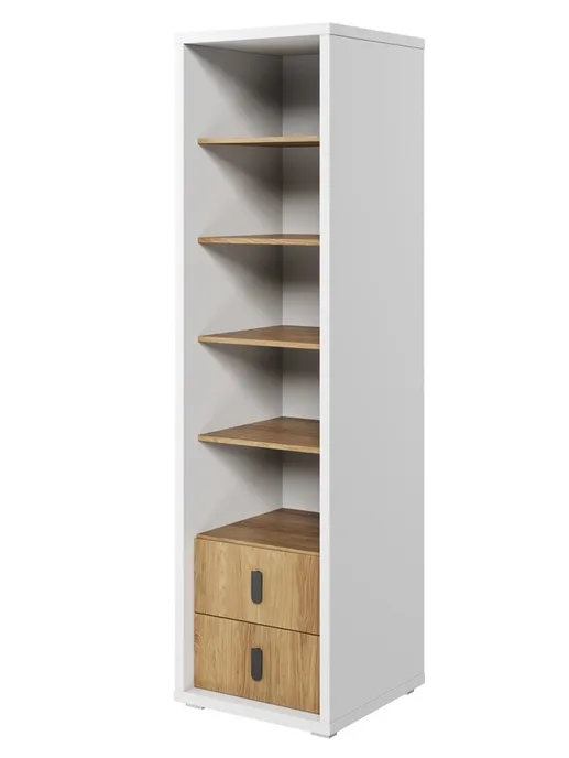 Regał z szufladami SIMI MS-03 - biały alpejski/hikora naturalna