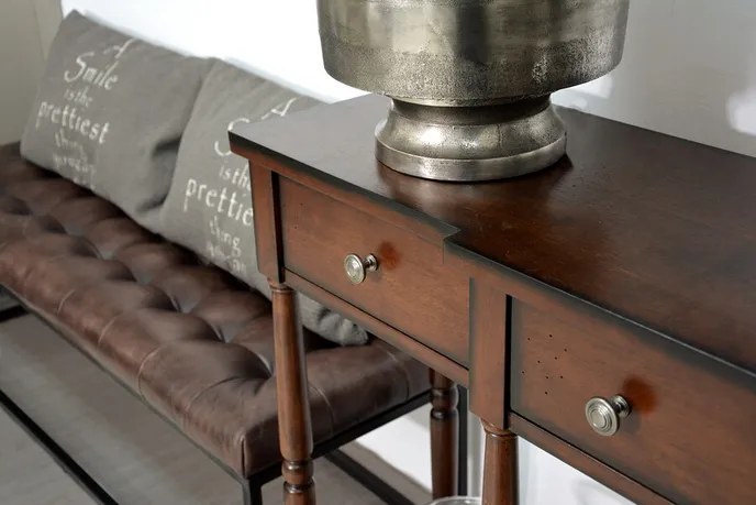 Konsola z szufladami i półką AVOLA ANTIQUE MAHOGANY 3S - mahoniowy