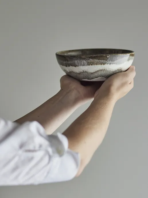 Miska ceramiczna PAULA 16 - szary/biały