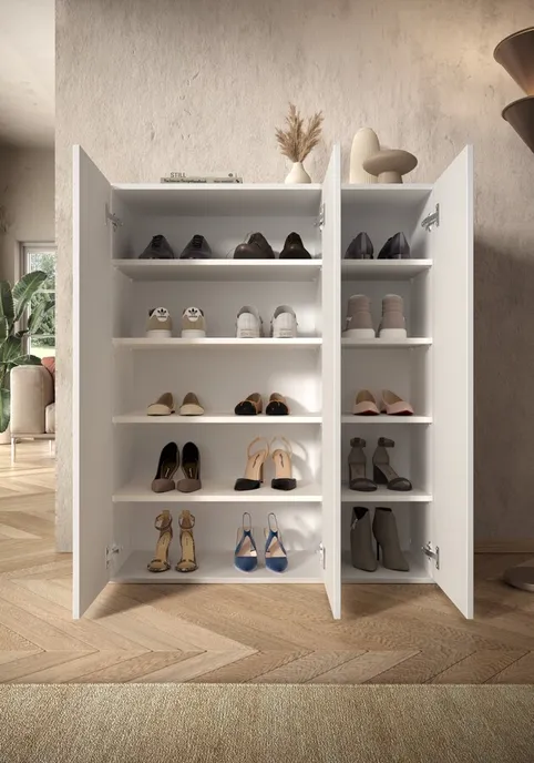 Szafka na buty 3-drzwiowa SMILE - biały połysk