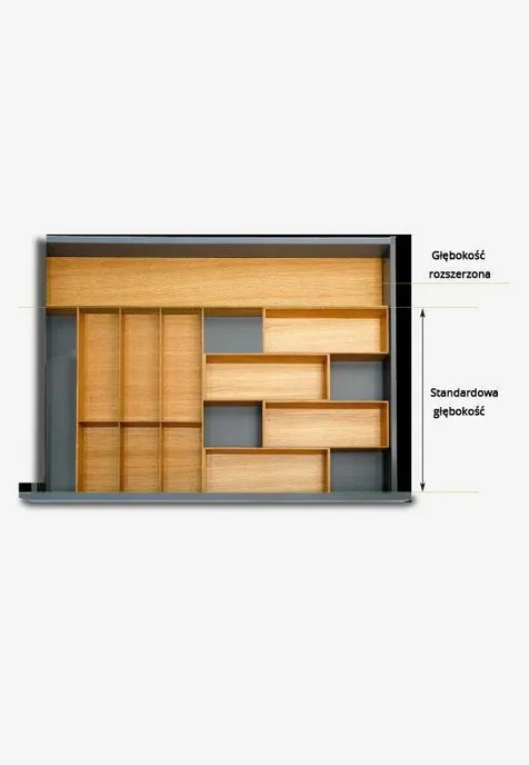 FineLine LiniQ - wypełnienie szuflady do głębokości 550-650 mm/ 1200x150x49 mm/ dąb PEKA