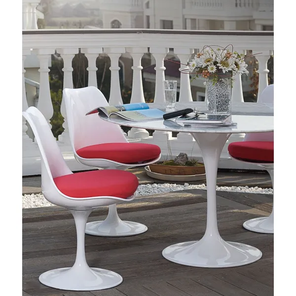Stół okrągły TULIP Marble Carrara 90 - biały