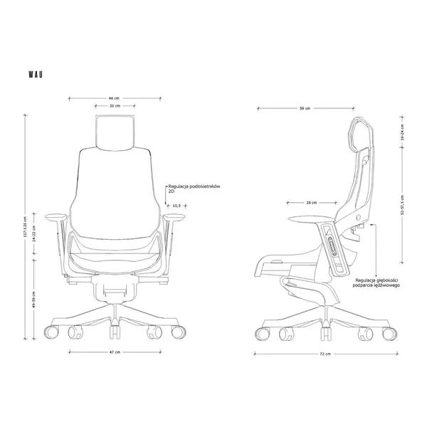 Fotel obrotowy WAU elastomer - szary/biały