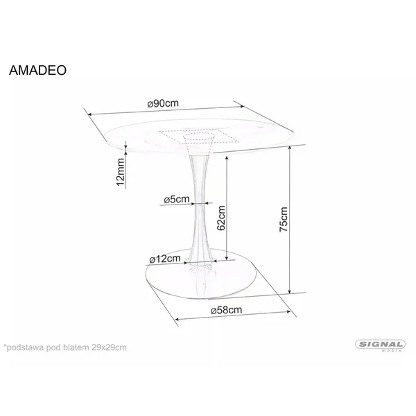 Stół okrągły AMADEO 90 cm - beżowy/kaszmir