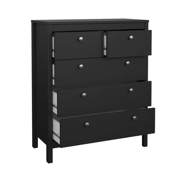 Komoda MADRID 3+2 5 szuflad czarny mat