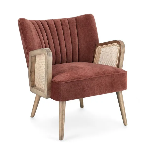 Fotel welurowy VIRNA BRICK - ceglasty